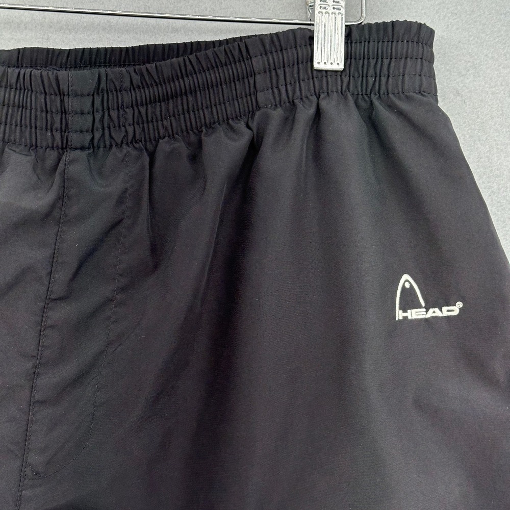 90s HEAD Black Track Pants Warm Up Joggers Zip Pockets Lined SZ L VTG Winter
